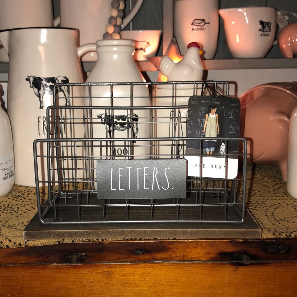 Rae Dunn LETTERS Dark Gray Wire/Dark Brown Wood Letter Holder